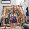 1Pc Vintageguitar Print Flannel Blanket, High quality Comfortable for All Seasons, Home Decor, Warmth and Comfort, Perfect for Christmas Gifts