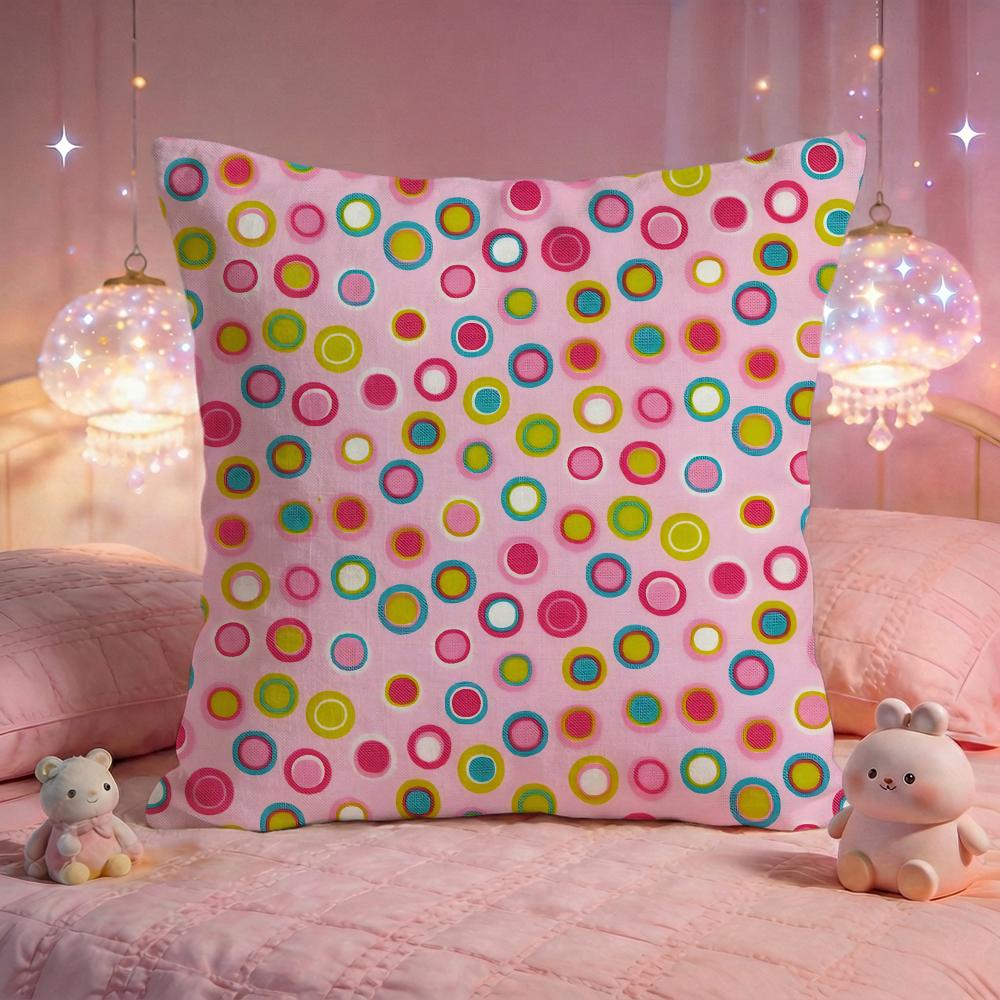 Cute Polka Dot Pop Cushion Cover Premium Comfort Reversible Pillow Cove Two in One Design for Any Room  Car Interior