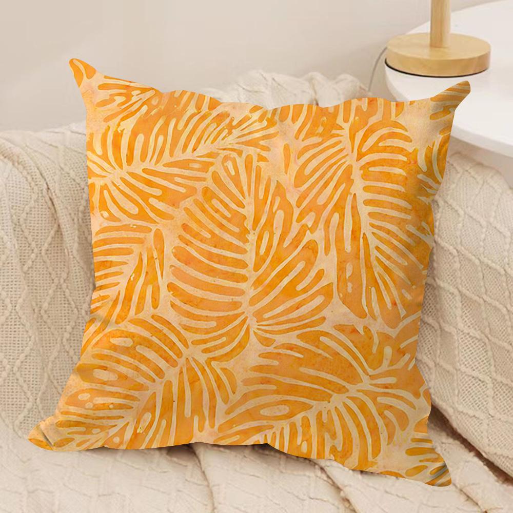 Orange Color Geometric Cushion Cover Pillowcase Ultra Soft Skin Friendly Fabric Cloud Like Comfort  Concealed Zipper 30x30cm