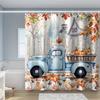 1pc Thanksgiving Pickup Pumpkin Fence Autumn Printed Shower Curtain High Quality Polyester Fabric with Hooks