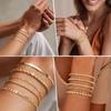 Non Tarnish Stainless Steel Bracelet Gold Plated Stackable for Women, Thin Herribone Chain Bracelet Waterproof Jewelry