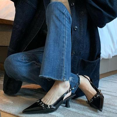 French Bag Head High Heel Shallow Mouth Spring 2025 New Rear Empty Thin Heel Temperament Celebrity Pointed Single Shoes Fashion Sandals