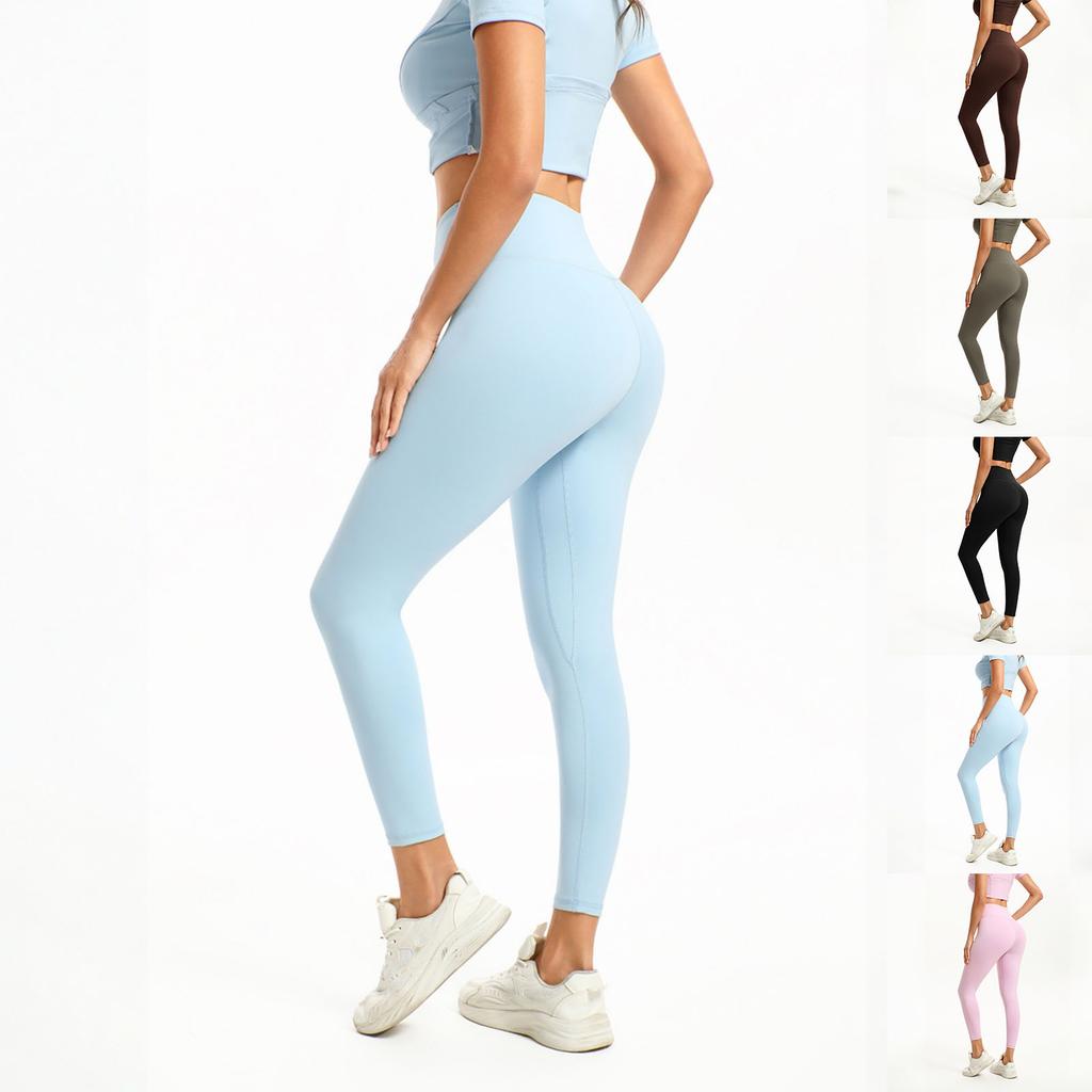 Damskie - Kolorowe Legginsy z Wysokim Stanem 3/4 — Fitness, Taniec i Odzież Sportowa Podnoszące Pośladki