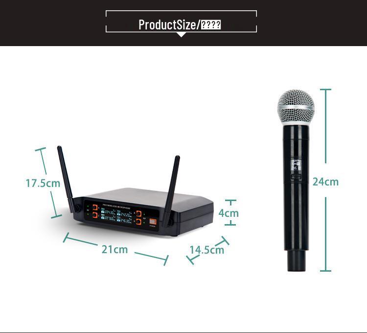 UHF Wireless Handheld Microphone Set: Four-Channel System for Conferences and Karaoke