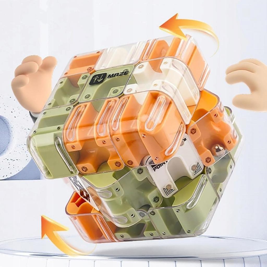 Kostka 3D Dla Dzieci Z Labiryntem I Metalowa Kulka Gra Logiczna Cube Maze