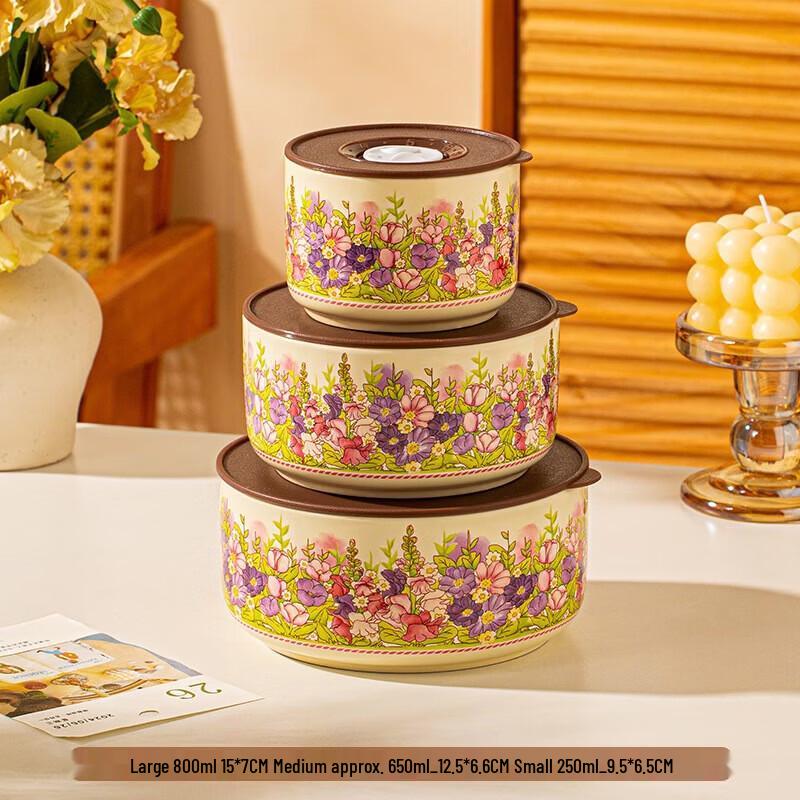 Lead Pioneer Ceramic Fresh-keeping Bowl 3-Piece Set