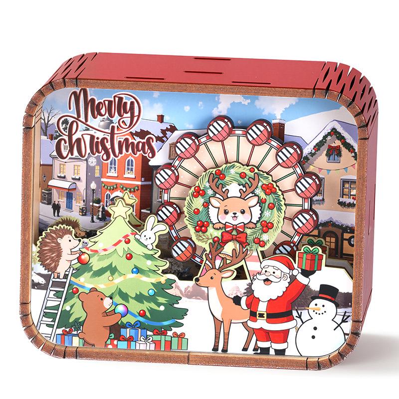 Christmas Series Original Wooden Music Box - Dynamic Handcrafted Music Box Gift and Decoration.