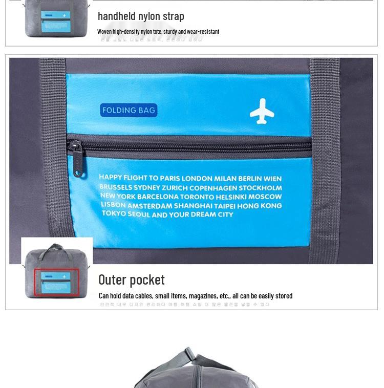 Korean Waterproof Foldable Nylon Travel Bag and Organizer