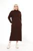 Women's Big Size Dress Green Half Turtleneck Knitted Knitted Dress