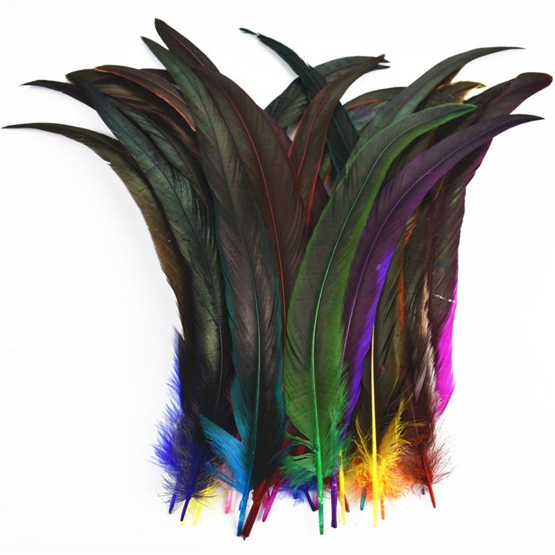 100Pcs Natural Rooster Feathers for Decoration 25-35cm 10-12" Chicken Pheasant Carnival Handicraft Accessories Decor For Clothes