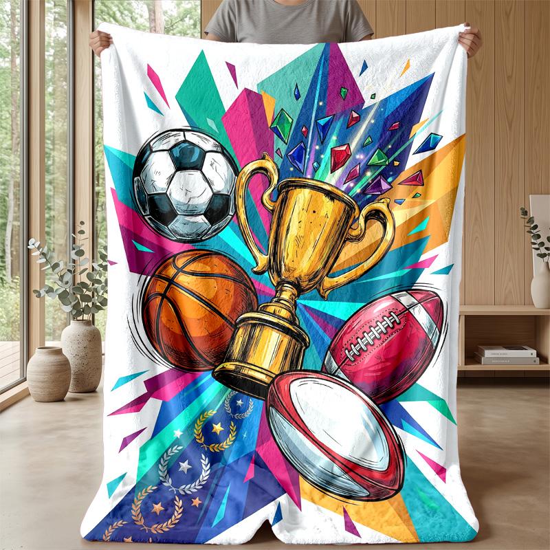 Sports Trophy Celebration 1 Theme Blanket Lightweight Warm Flannel Blanket Decorative Throw Blanket for Home Decoration