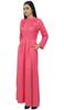 Bimba Women's Long Sleeve Maxi Mandarin Collar Plain Jilbab Dress With