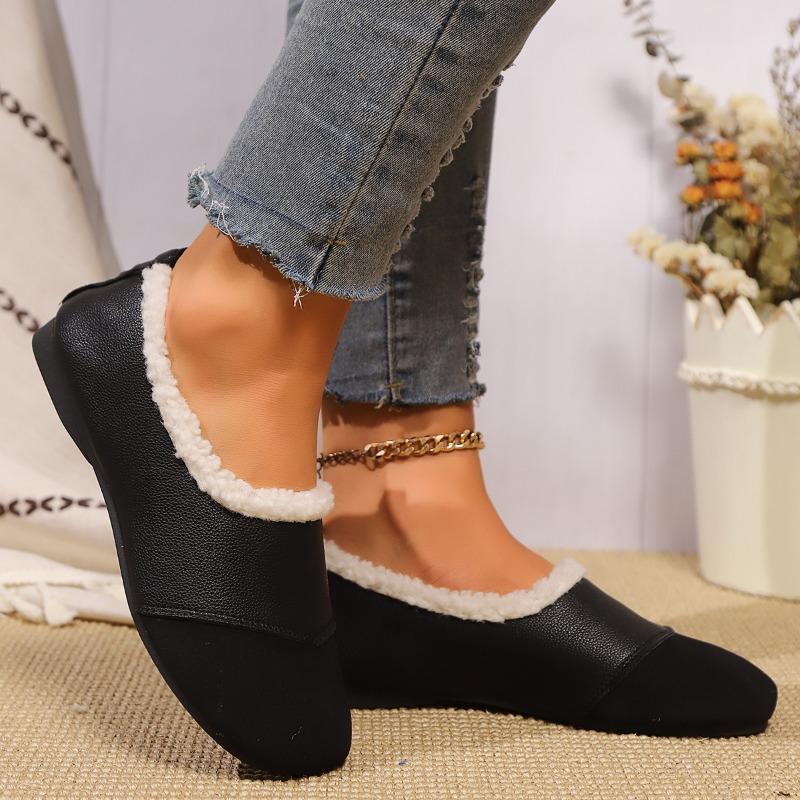 Women's Fleece-Lined Loafer 2025 Winter New Arrival Vintage-Style Round-Toe Soft-Sole Soft Leather Slip-On Warm Cotton Boots