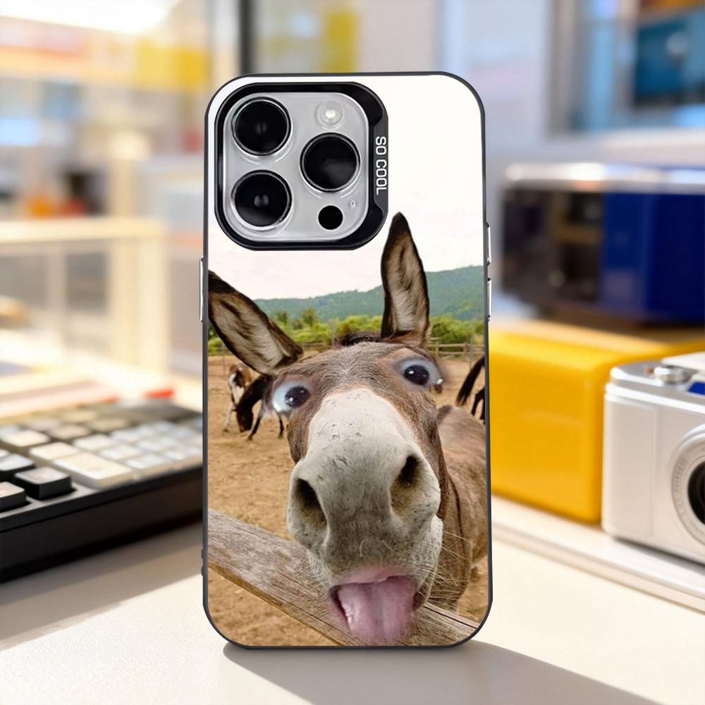 Funny Donkey Cute For iPhone 11,12,13,14,15,16,17,Pro,Max,Plus,E,Air,Mini Phone Case IMD Matte Black