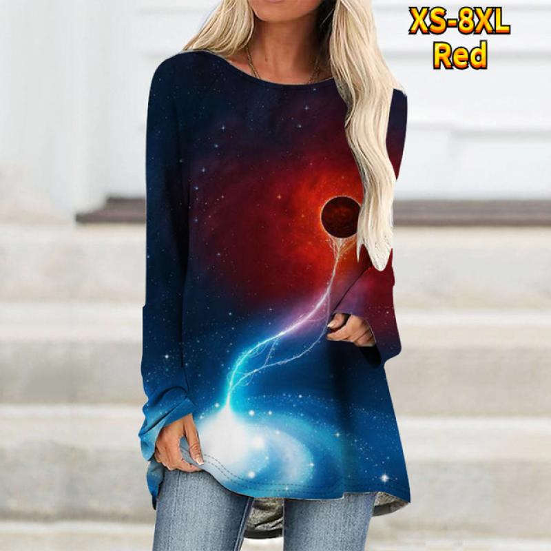 

Новый осенний женский модный топ с круглым вырезом и длинными рукавами в стиле комиксов, стиль для пожилых людей, XS-8XL L