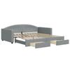 VidaXL Daybed with Trundle and Drawers Light Grey 100x200 Cm Fabric 3197229