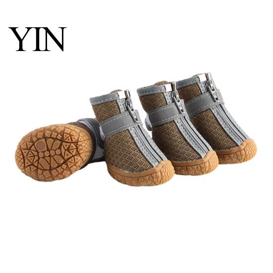 Leichte Hundeschuhe für Reisen 4 Stück Rutschfeste Schuhe, Atmungsaktive Mesh-Stiefel, Wasserdichter Haustier-Pfotenschutz Laufschützer Kleine Hunde,
