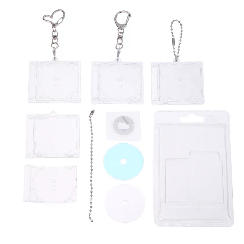Mini Cd Keychain Album Cases Plastic Cd Cases Clear DVD Cover Bulk DVD Jewel Keyring Music Blank Mini Compact Disc Holder