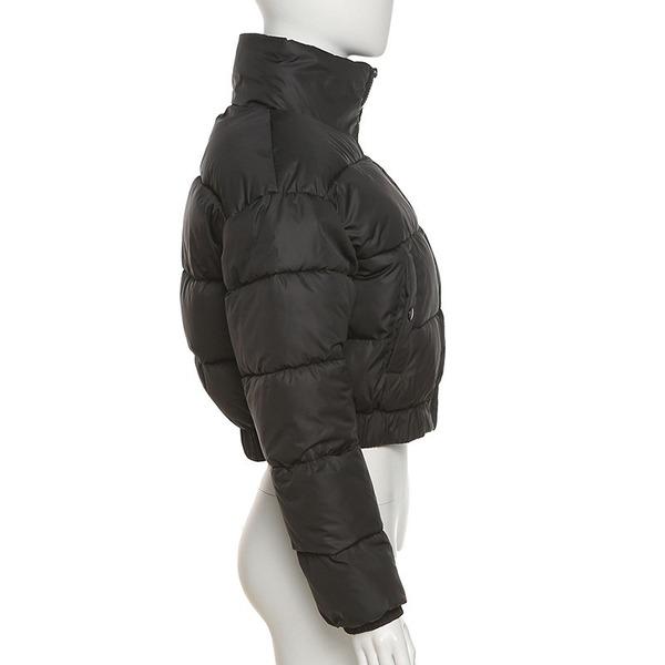 Jachetă scurtă de puf de damă Parka căptușită din bumbac Jachetă de iarnă cu fermoar pentru a menține căldura.