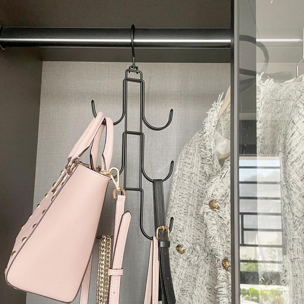 Metal Rotated Handbag Storage Hanger Organizer Multi-Layer Bag Ties Scarf Hanging Hook Space-Saving Clothes Hanger For Wardrobe