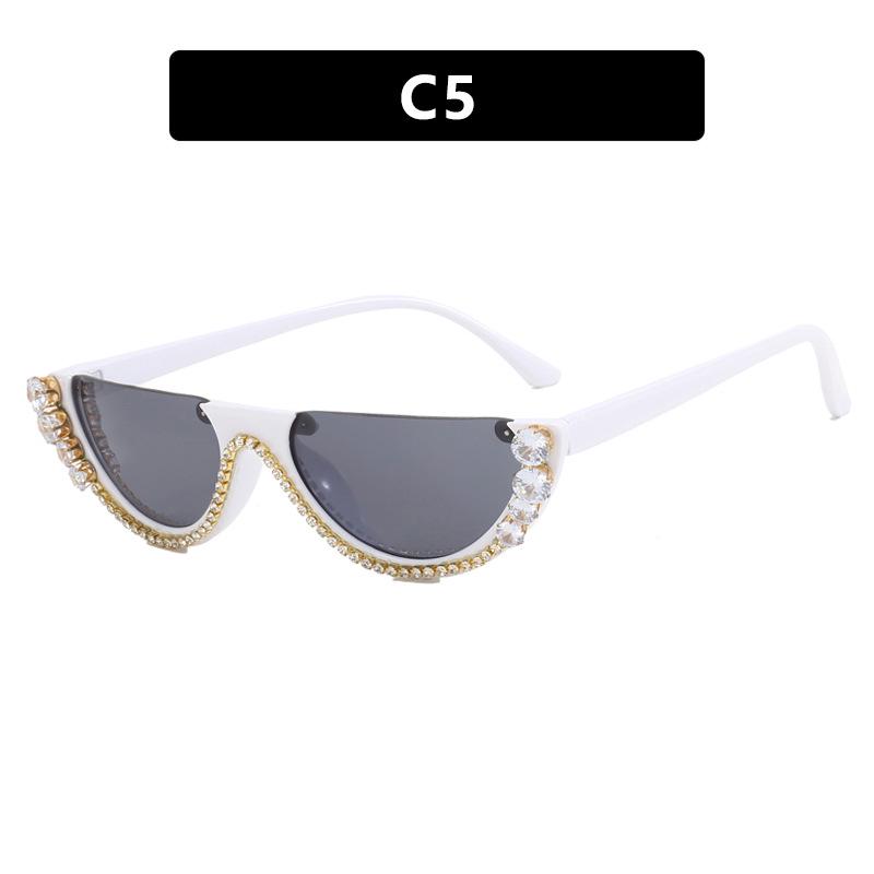 2023 Semi-Rimless Rhinestone Sunglasses - New Trendy European & American Street Style, Internet Celebrity-Inspired