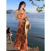Casual Fashion Temperament Wear Seaside Vacation Print V-neck Suspender Dress Bohemian Beach Dress Summer Tide