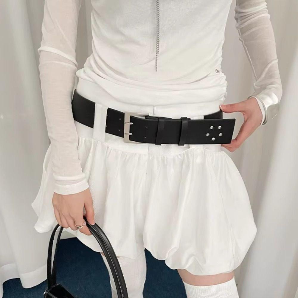Korean Wide Waist Belt Black White Dress Jeans Belt Ins Style Women's Belt  Streetwear