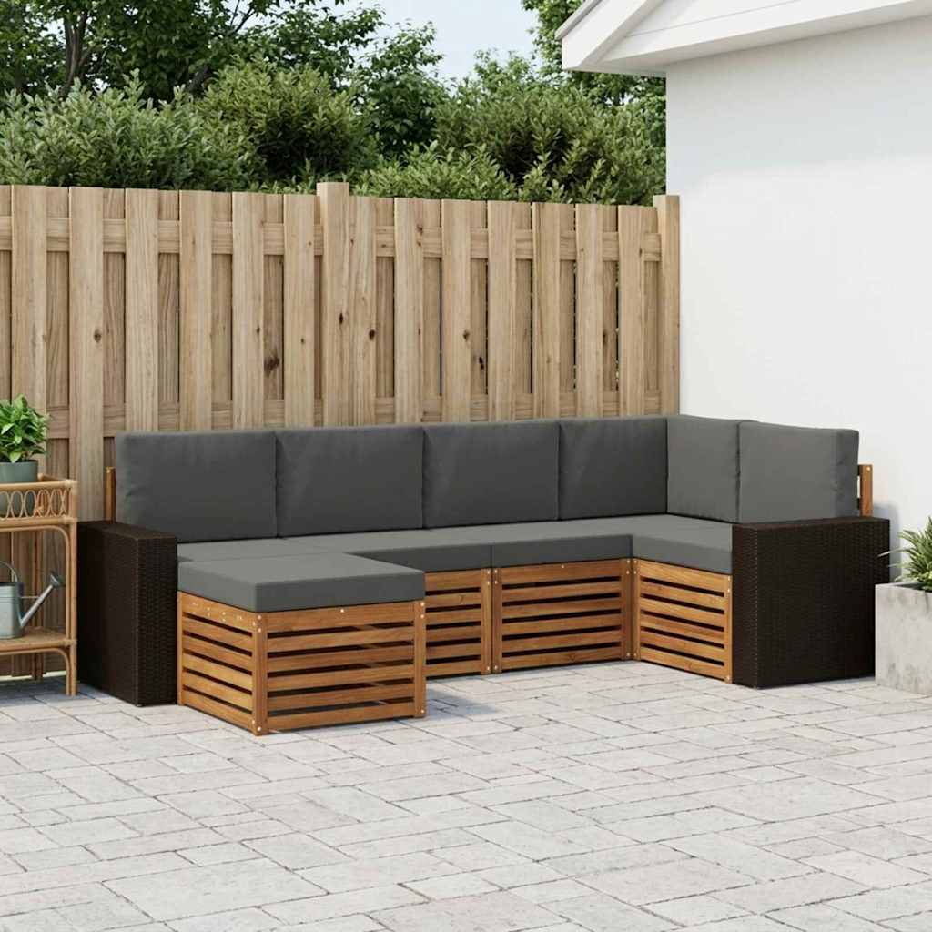 Corner Sofa Set with Cushions 6 pcs Natural and Anthracite