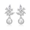 ZAKOL Brand Design Romantic Cubic Zirconia Imitation Pearl Drop Earrings Luxury Wedding Party Jewelry for Women