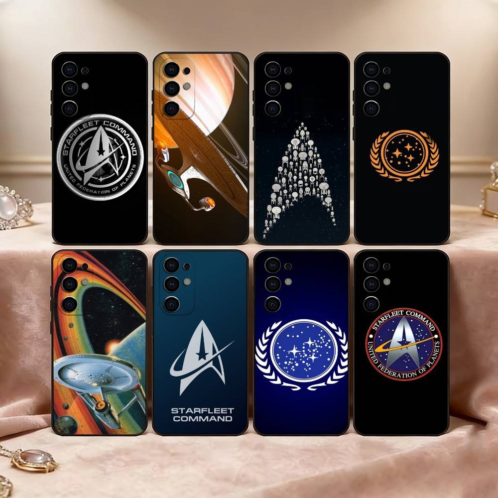 S-Trek Space Theme Phone Case For Samsung S25,S24,S21,S22,S23,S30,Ultra,S20,Plus,Fe,Lite,Note,10,Black Cover