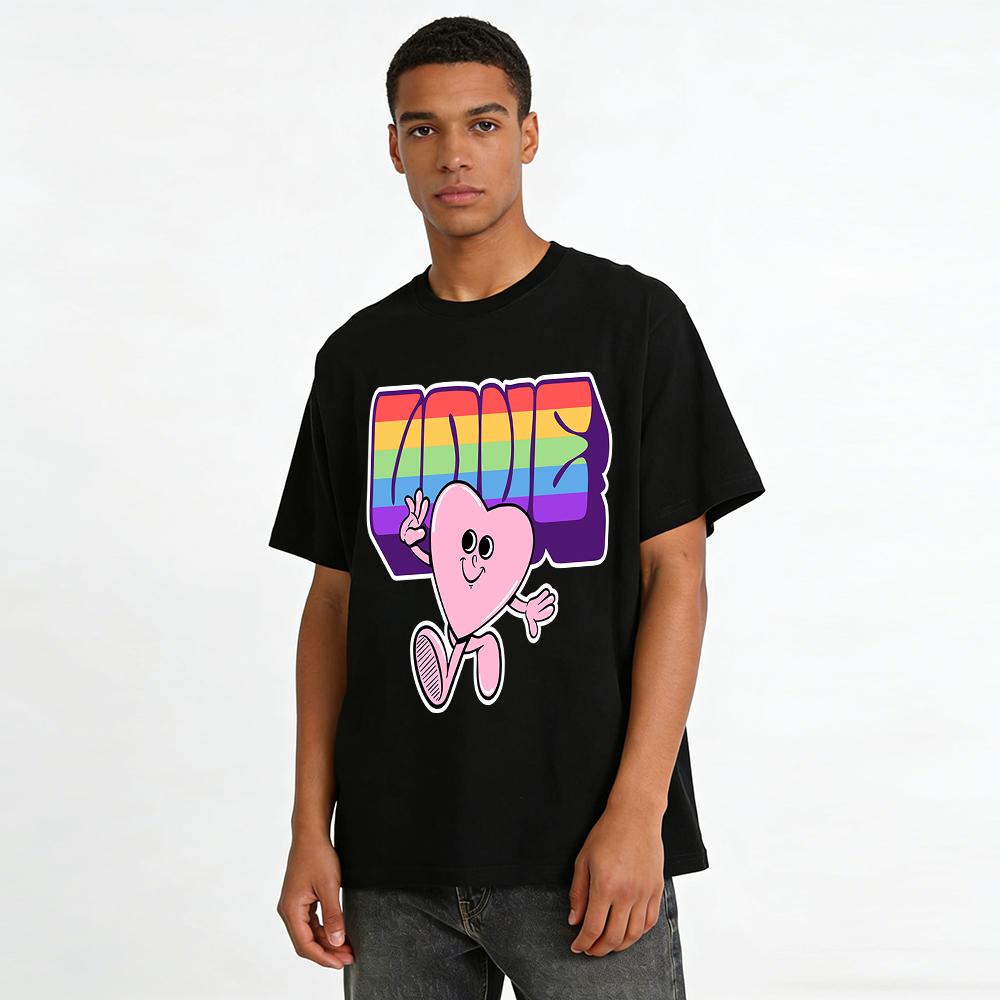 LGBT Pride Month Love Print T Shirt Cute Cartoon Heart Graphic Tees For Men Women Casual Summer Tops Pure cotton T-shirt
