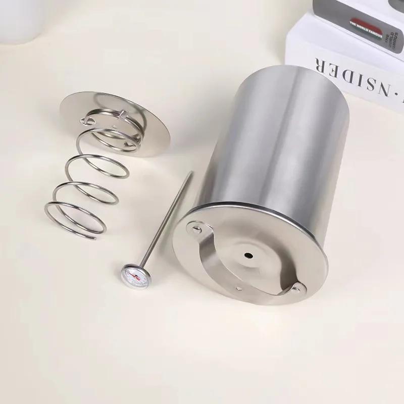 Stainless Steel Steamed Meat Pot Meat Press Cooker Ham Press with Thermometer Steamed Meat Bucket Home Kitchen Cooking Bake Tool