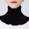 Woolen Knitted Scarf with Fake Collar Women Small Shawl Autumn Winter Pullover Warm Neck Protection Shoulder Lap Sweater Collar