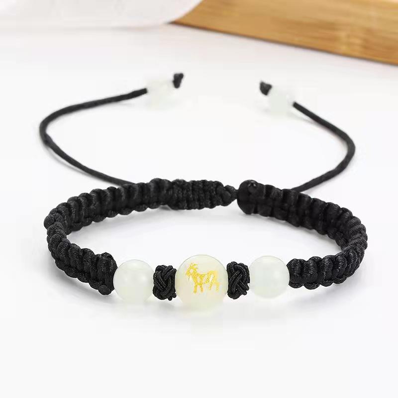 12 Zodiac Luminous Bracelet Lucky Charms Zodiac Red Rope Animal Transfer Beads Hand Woven Bracelet Luminous Necklace