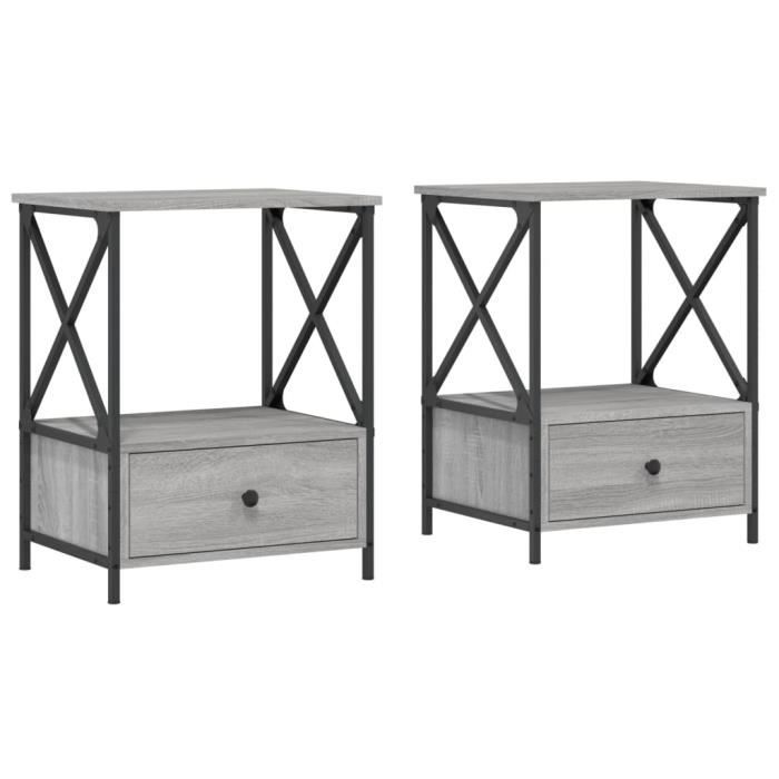 VidaXL Tables de chevet 2 pcs sonoma gris 50x41x65 cm bois ingénierie 826090