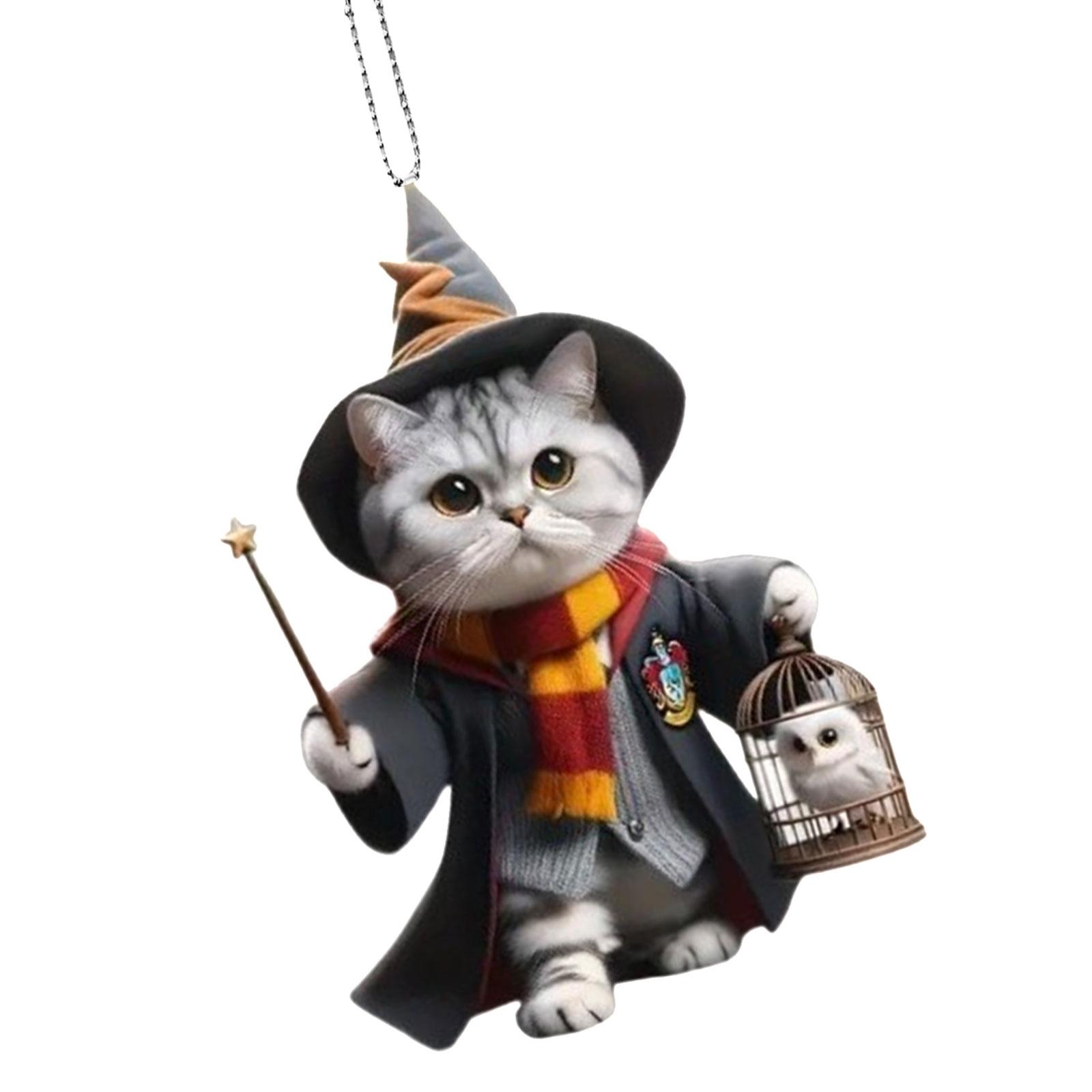 

2D акриловый Хэллоуин Волшебный Летающий Кот Подвеска Зеркало Заднего Вида Автомобиля Подвесное Украшение Автомобильный Интерьер Шарм Украшения 2