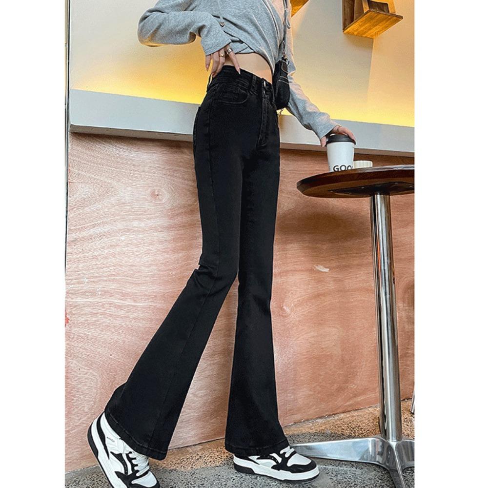 Micro-Pull Jeans Damen vielseitig Frühling neu kleine Mikro-Schlaghose schlank und dünn hochtaillierte Hose Tide