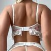 Women’s Floral Mesh Bra Set Sheer Lightweight Lingerie Sweet Style Lace Underwear Set