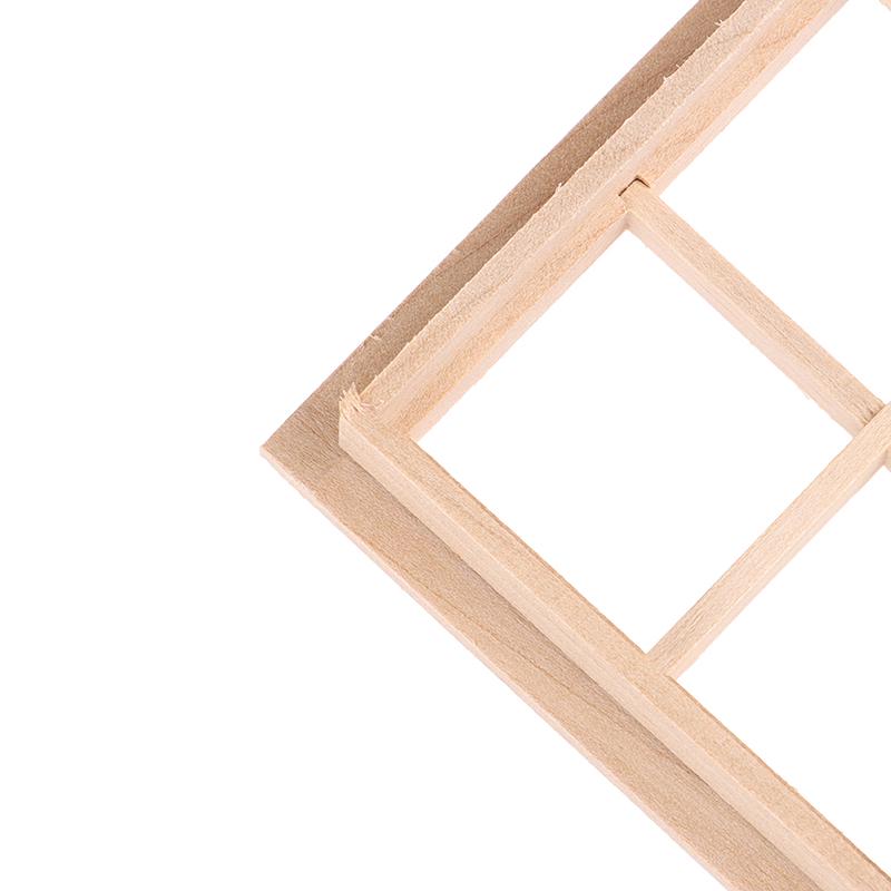 Wooden Traditional 4-Pane Window Frame 1:12 Scale Dollhouse Diy Accessory