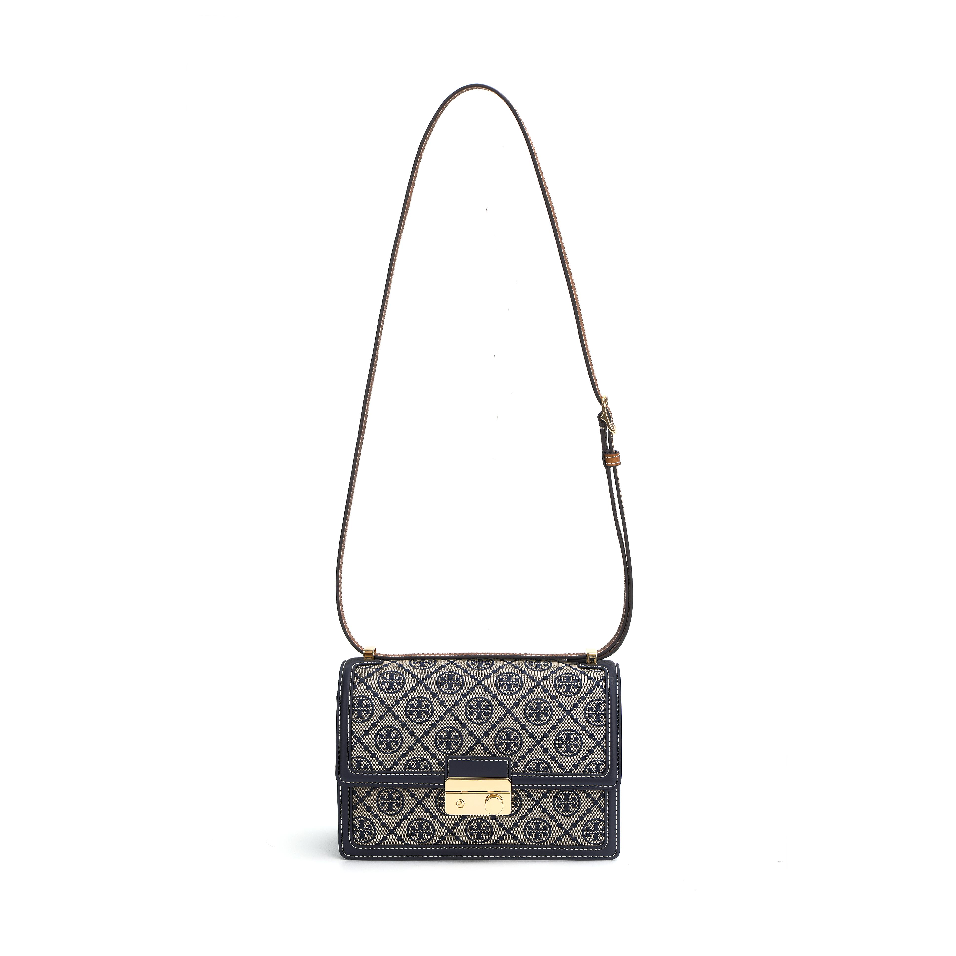 

Tory Burch T Monogram Woven Floral Jacquard Fabric With Leather Crossbody Shoulder Bag Small Unisex Bags Gray Blue 158526-405 Basic Set (Bag+Dust Bag)