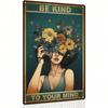 Metal Poster Wall Art Be Kind To Your Mind Vintage Office Decor