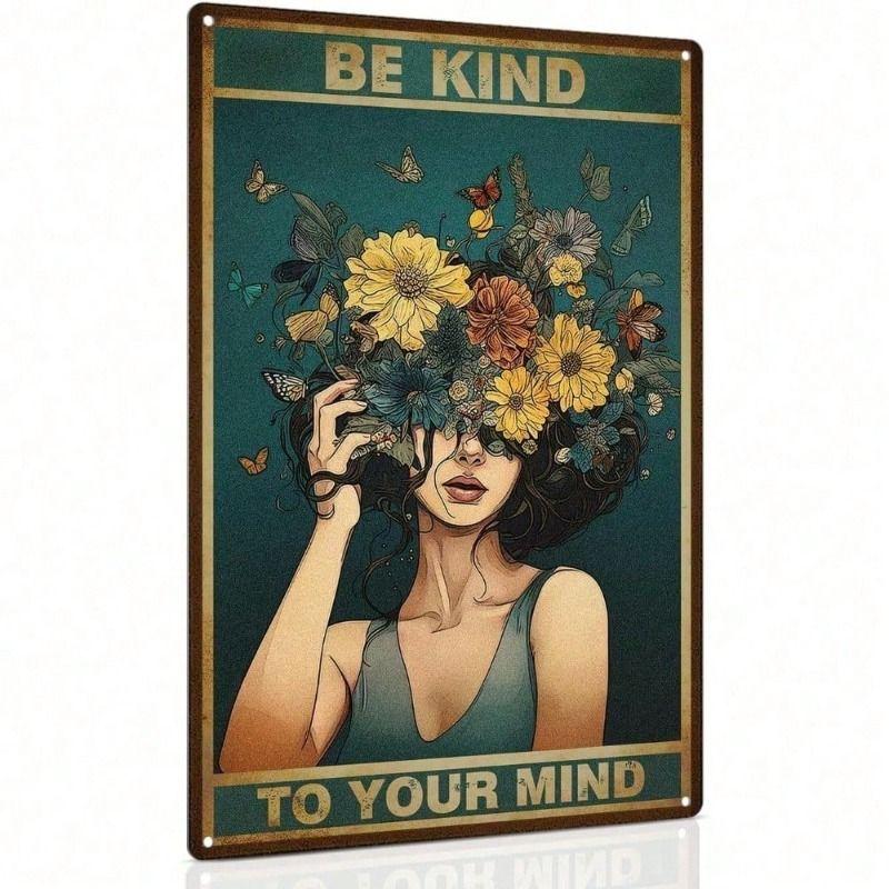 Poster Metallico Arte Murale Sii Gentile con la Tua Mente Arredamento Vintage per Ufficio