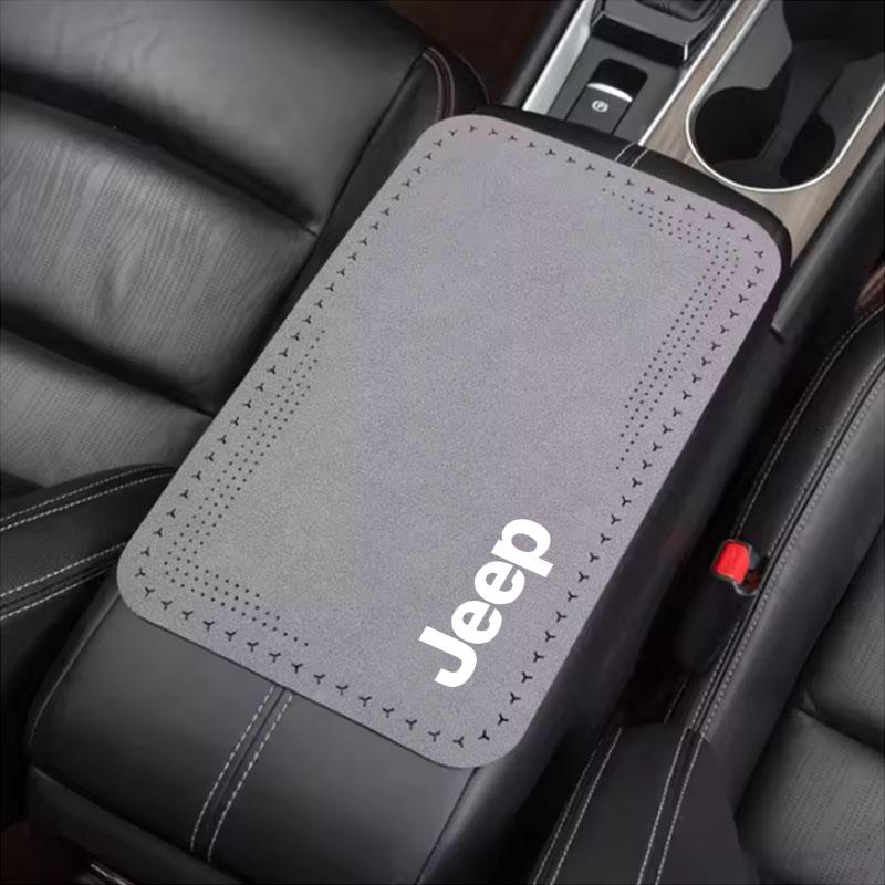 Car Armrest Box Mat Soft Case Center Console Box Pad Mat For Jeep Grand Cherokee Wrangler JK Gladiator Compass Renegade Patriot AMZ1