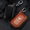 1Pcs Leather Car Emblem Key Case Keychain Zipper Key Case Bag For Tesla Model S Model X Model Y Model 3 Roadster SpaceX Accessory