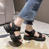 Muffin platform Velcro sandals women's summer new heightening versatile small beach shoes