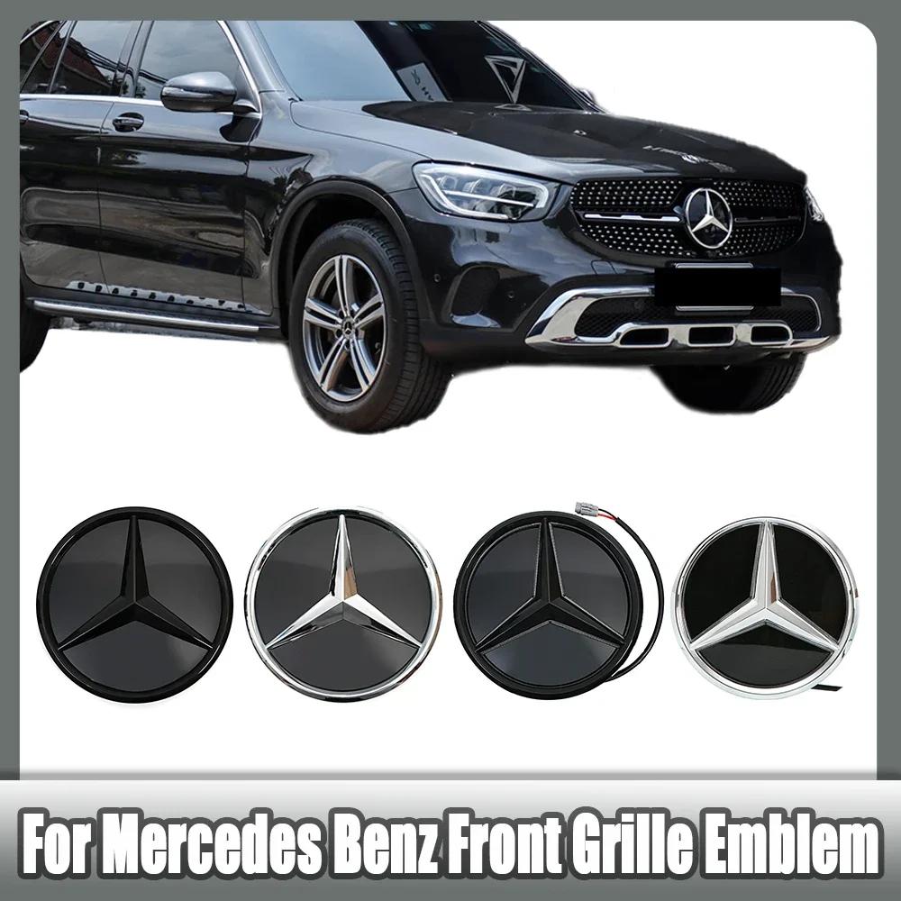 Adesivo de Carro Quente Para Mercedes Benz GLC X253 GLE W167 GLS X167 V W447 Emblema Estrela da Grade Frontal Logotipo Iluminado Preto Brilhante E