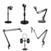 Desktop Streaming Microphone Stand with Fill Light, Boom Arm, and Phone Holder