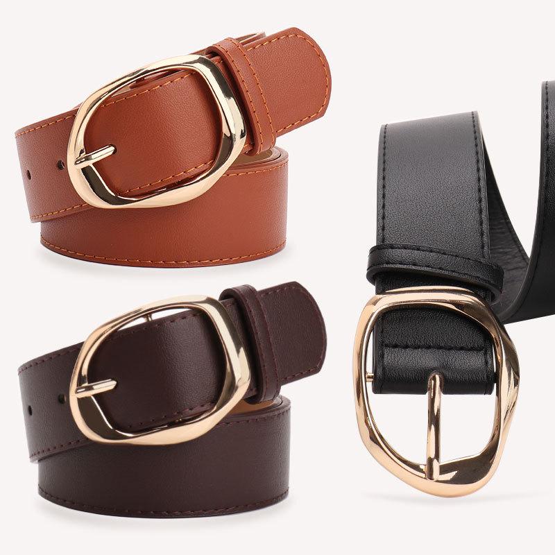 New Commuter Versatile Irregular Alloy Buckle Wide Belt for Women Simple Fashion Decorative Jeans Women's Belt