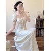 French first love pure square neck dress children's summer 2026 new waist temperament bubble sleeves fairy long dress