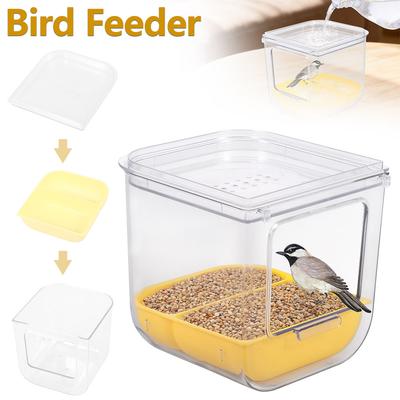 Bird Feeder Plastic Transparent Bird Cage Feeder with Detachable Design Parrot Seed Feeder Bird Cage Accessories Pet Supplies